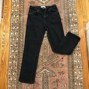 Reformation Liza Ultra High Rise Straight Cropped Jeans Black 27